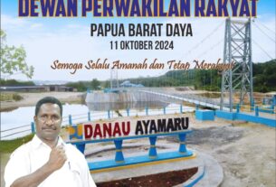 Kepala Balai Wilayah Sungai (BWS) Papua Barat Wempi Nauw.ST.,MT mengucapkan Selamat dan Sukses atas pelantikan Anggota DPR-PBD Periode 2024-2029.