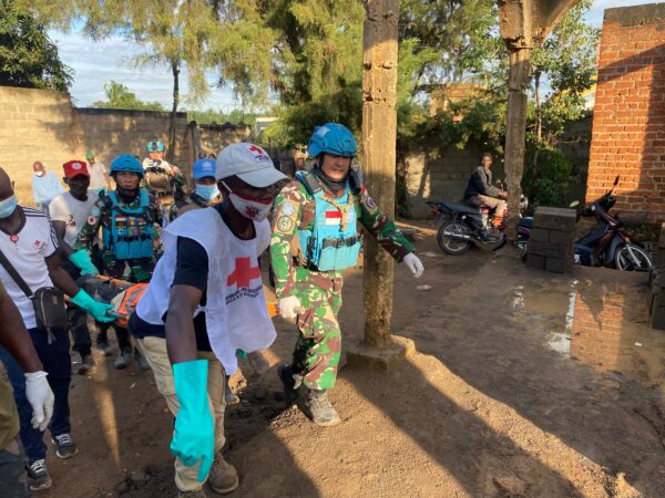 Evakuasi oleh Pasukan Satgas BGC 39-F MONUSCO Akibat Bangunan Runtuh di Wilayah Bankoko, Komune Mbunya Masih Berlangsung