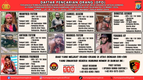 Tragedi Pos Tinjau Maybrat: Dua Marinir Tewas, Tujuh Pelaku Masuk DPO