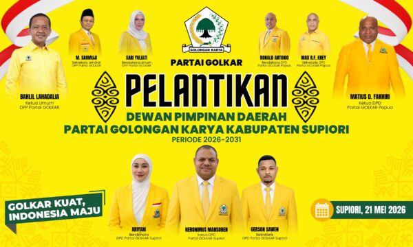 Resmi Dilantik Sebagai Ketua DPD II Partai Golkar Supiori, Heronimus Mansoben Siap Perkuat Konsolidasi Partai