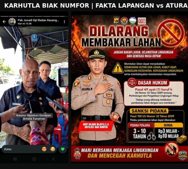 Hadapi Cuaca Panas Ekstrem, Bupati, Wakil Bupati dan Kapolres Biak Numfor Imbau Warga Stop Bakar Lahan Sembarangan