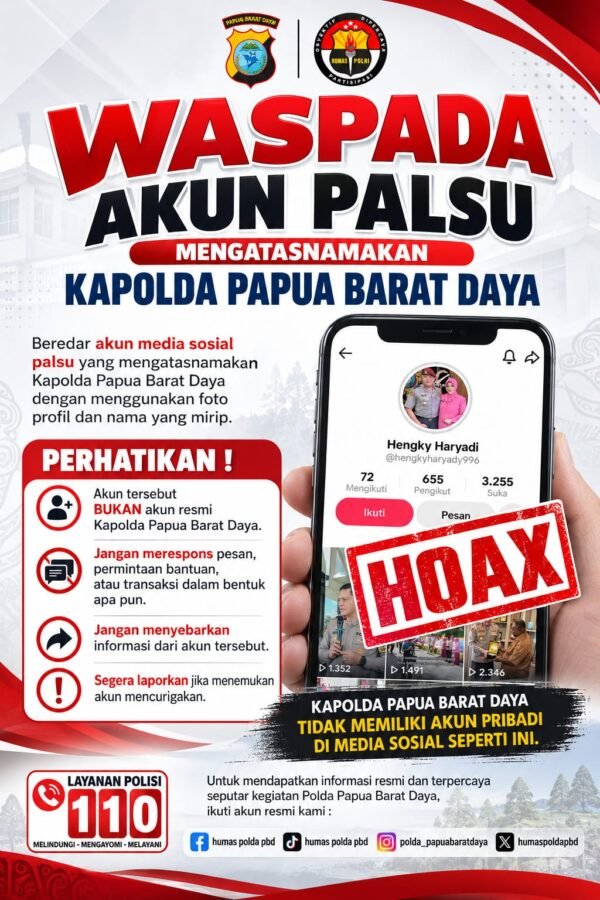Waspada! Akun Palsu Catut Nama Kapolda PBD, Warga Diminta Jangan Terjebak