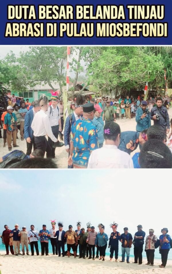 Delegasi Kedutaan Besar Belanda Tinjau Dampak Abrasi di Pulau Meosbefondi, Supiori