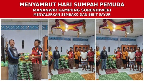 Sambut Sumpah Pemuda 2026, Mananwir Sorendiweri Salurkan Sembako dan Bibit Sayuran untuk Warga