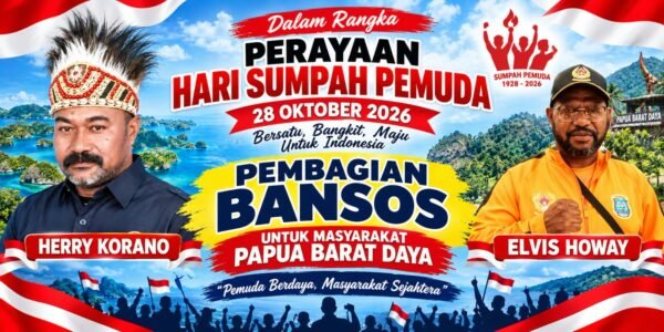 Sumpah Pemuda 2026, Heri Korano dan Elvis Owai Turun Langsung Bagikan Sembako untuk Warga Worot dan Kamnas